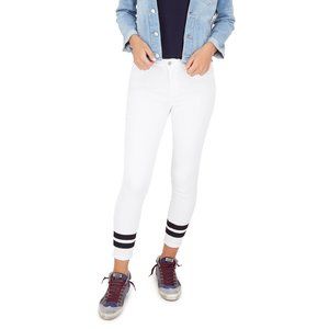 L'AGENCE MARGOT WHITE STRIPED CUFF ANKLE JEAN 25